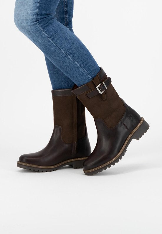 Travelin' Gyland Bottes en cuir pour dames - Bottes doublées de laine - Cuir marron foncé