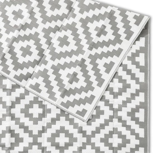 Goliving Tapis d'extérieur Summer Diamond - Tapis de jardin - Tapis d'extérieur - Tapis - Tapis de jardin - Réversible - Sac de transport inclus - 183 x 290 cm - Gris/Blanc