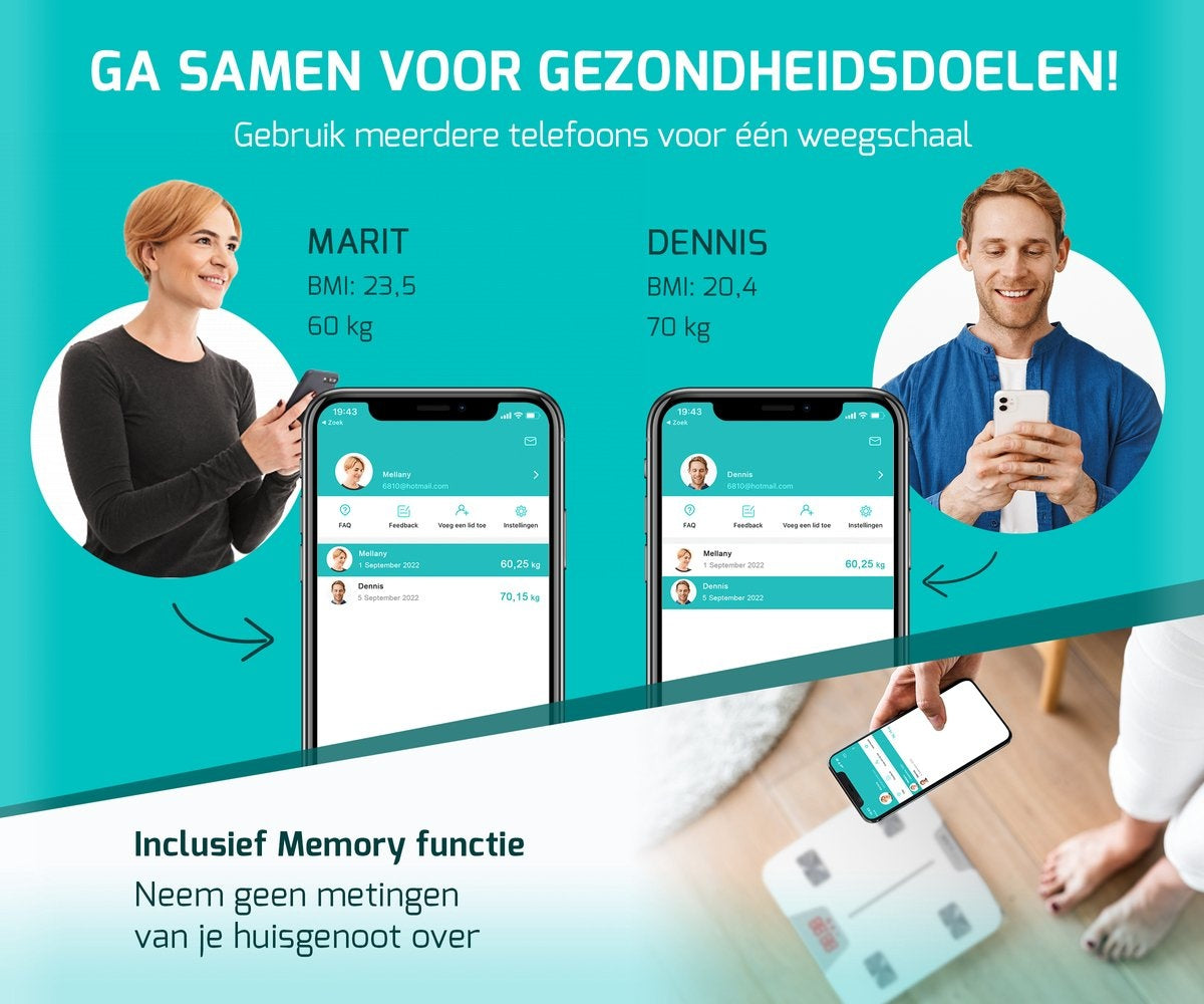 FITAGE Smart Scale avec application mesure 17 valeurs corporelles - Blanc