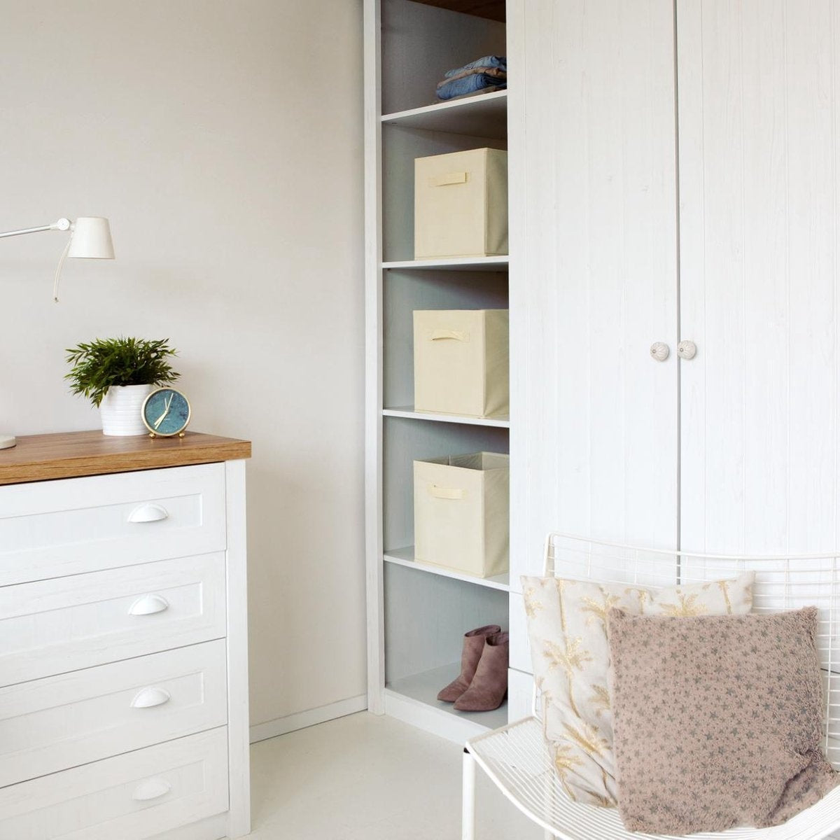 LifeGoods Organiseurs de placards - 6 pièces - 20L - Textile - Beige