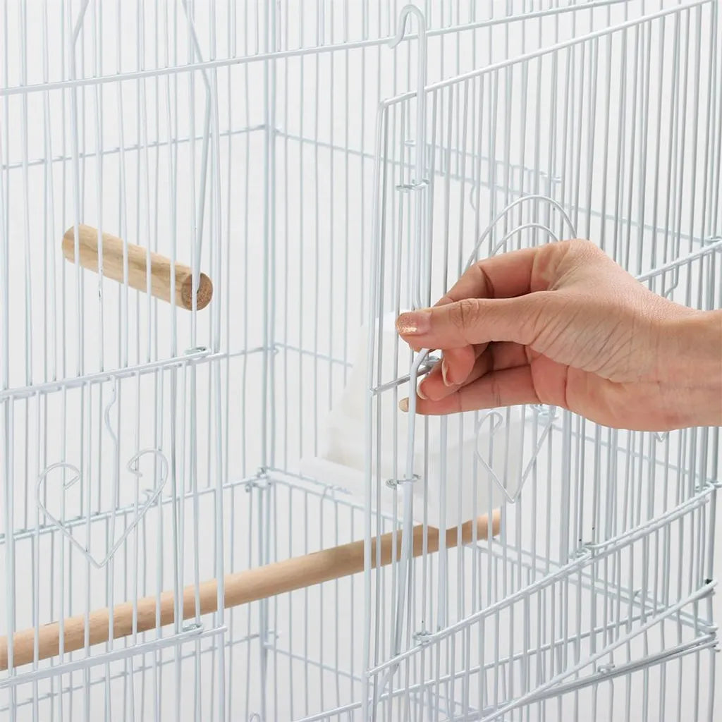 Yaheetech Cage à oiseaux - 46x35x104,5 cm - Ouverture du toit - Blanc Bleu clair