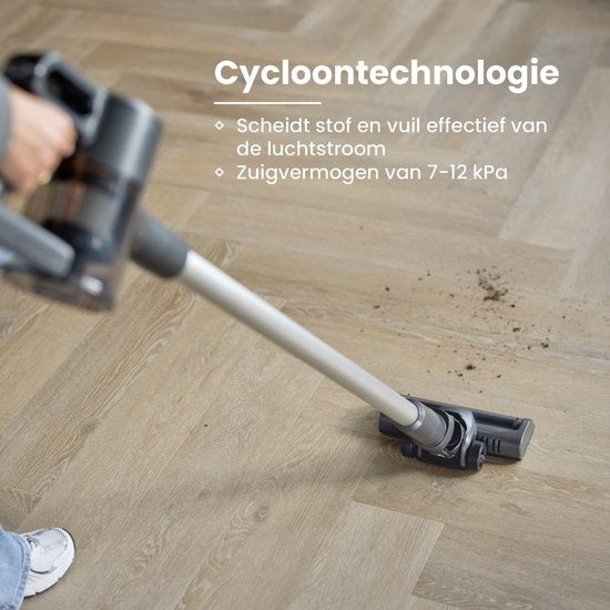 Aspirateur-balai sans fil Nexxt avec technologie cyclonique - Aspirateur léger avec dépoussiéreur sans sac - Filtre HEPA 13 - Set complet - Noir