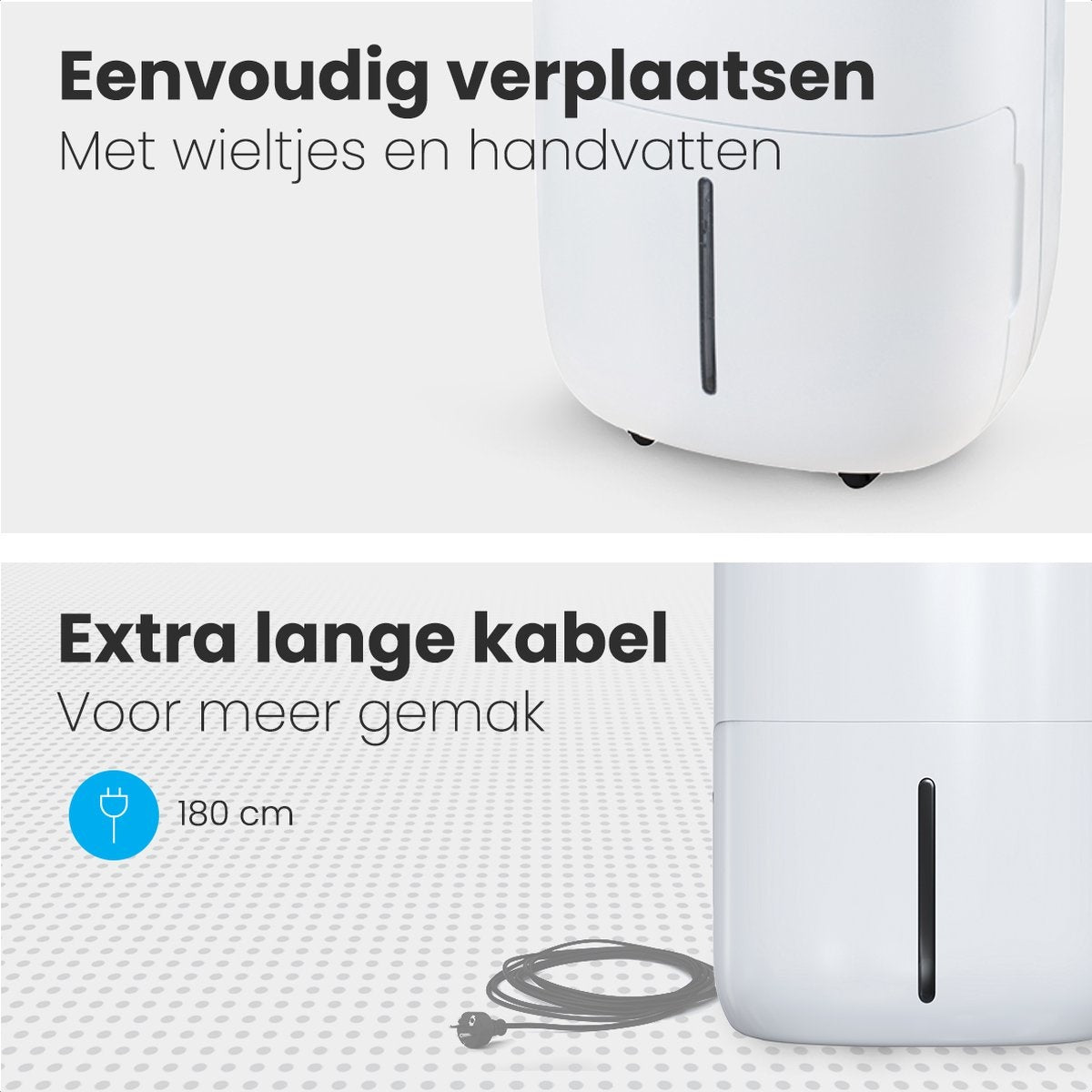 Déshumidificateur 2-en-1 – Auronic – Purificateur d’air – Réservoir 5 L – Jusqu’à 60 m² – Tuyau de vidange inclus