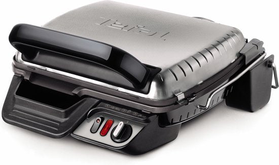 Gril de table Tefal Ultra Compact 600 Comfort GC3060 - Mode barbecue - Température réglable - Plaques antiadhésives amovibles - Bac de récupération des graisses - Rangement vertical - 2 000 W - Acier inoxydable