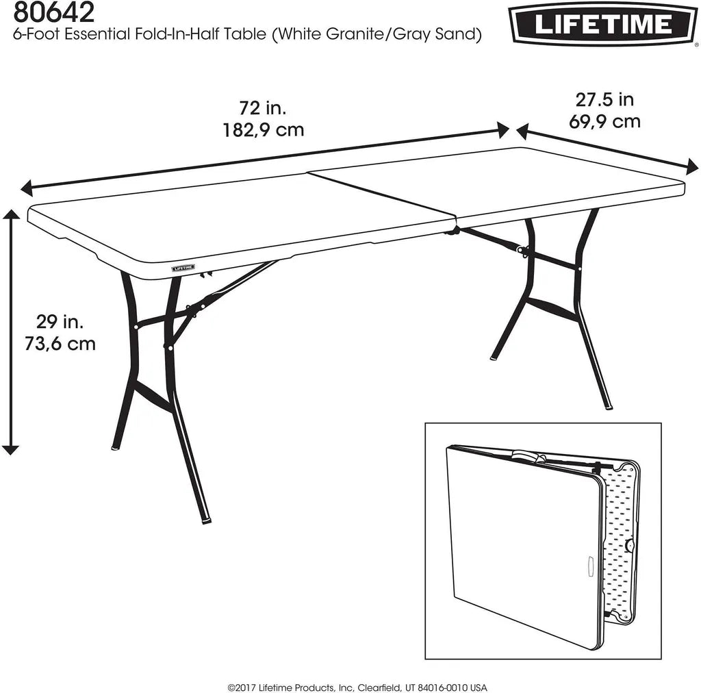 Lifetime - Table pliante de camping - Kunststoff - Blanc - 83x70x74 cm