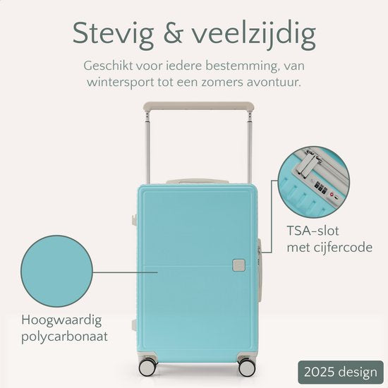 Skycases City Walker - Ensemble de valises 3 pièces | Léger et durable | 20, 24 et 28 pouces | Roues pivotantes à 360° | Verrouillage TSA | Housses de protection incluses - Bleu Tiffany