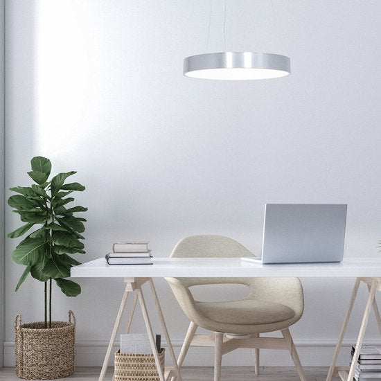 Suspension Ringlede 2695ZI argentée, ronde, 48 cm, hauteur réglable, en plastique et acier, design moderne Steinhauer pour usage intérieur