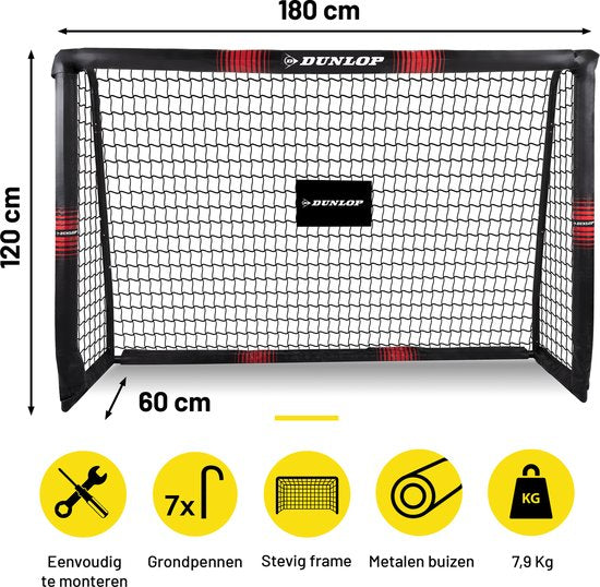 But de football Dunlop 180 x 120 x 60 CM - Noir