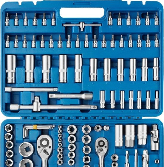 tectake Jeu de clés 171 pièces - 1/4", 3/8" et 1/2"