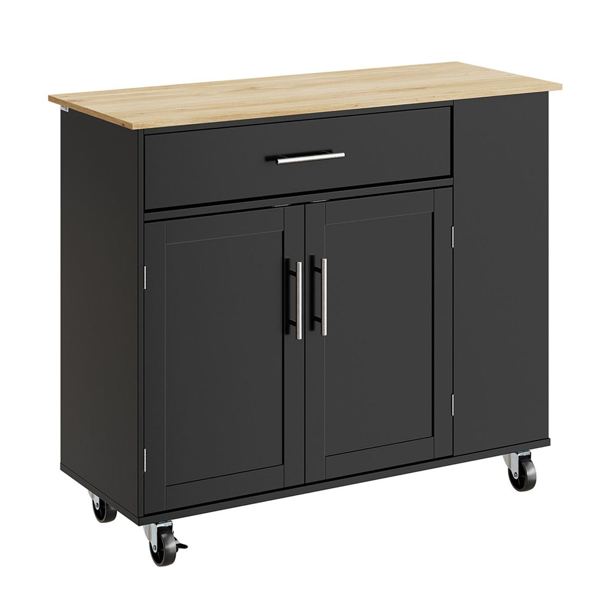 Chariot de cuisine SoBuy 99 x 40 x 84,3 cm - Noir - 2 portes - 1 tiroir - 4 roulettes