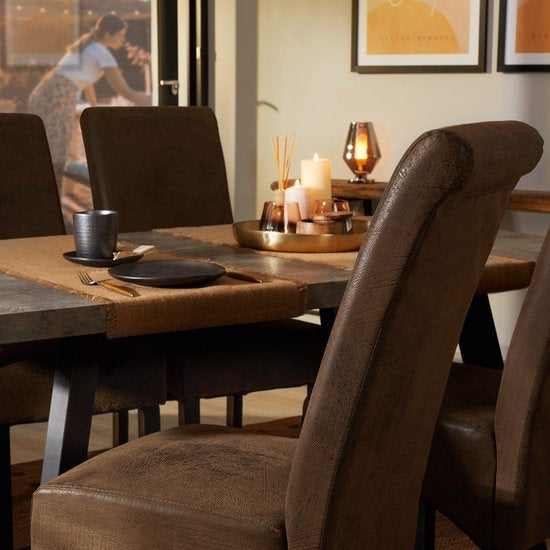 tectake® - Chaises de salle à manger - 2 pièces - aspect cuir de daim marron - 401596