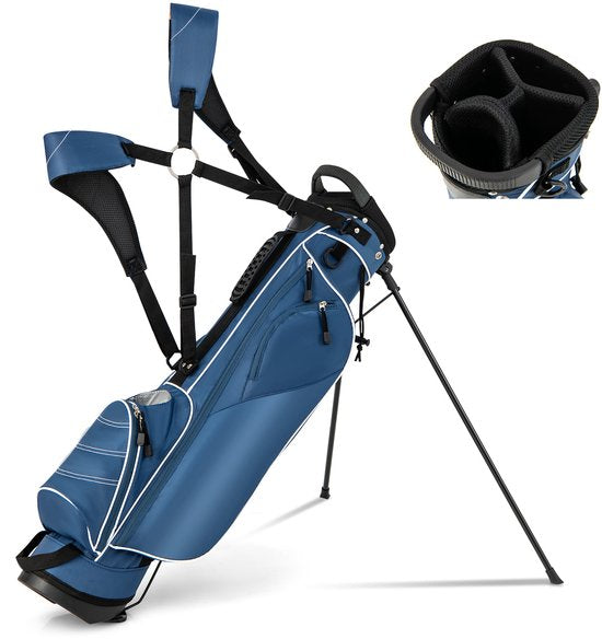 Coast Golf Stand Cart Bag - Séparateur à 4 voies - Léger avec 4 compartiments de rangement - Housse de pluie incluse - Poignées et double bandoulière - Dimensions : 36 x 32 x 112 cm - Couleur : Noir