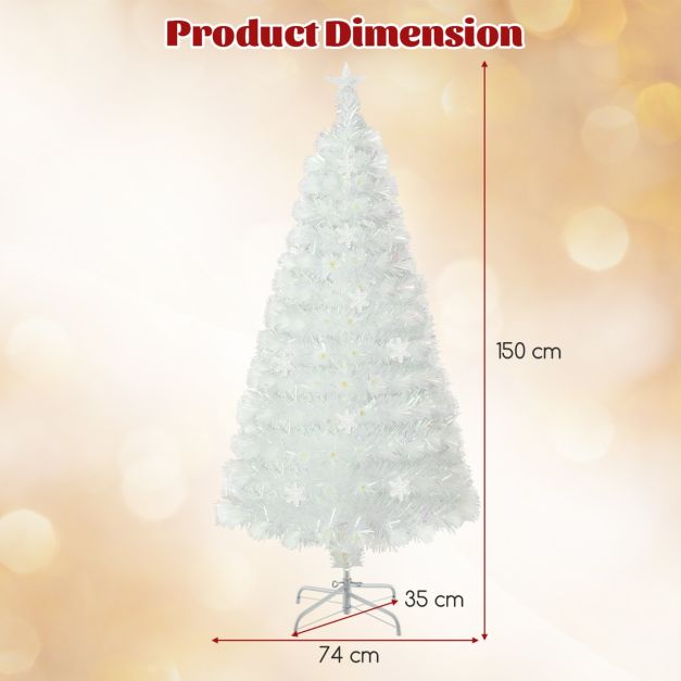 Sapin de Noël artificiel Costway de 150 cm avec 8 modes d'éclairage, LED blanc chaud et pommes de pin – CM25342DE