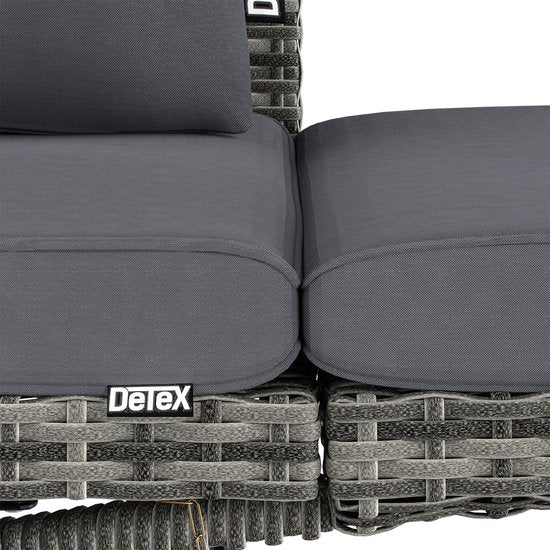 Banc de jardin Casaria Polyrattan - réglable avec coussins - Gris