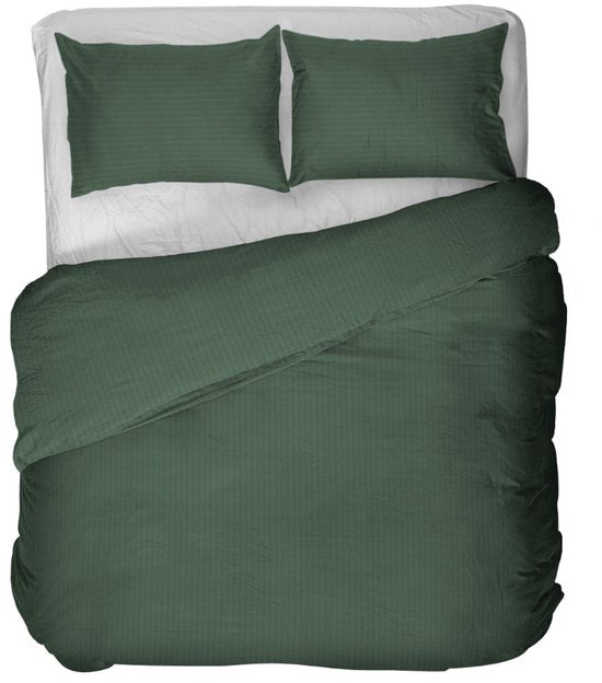 Housse de couette Kayori Elin en satin de coton - 240 x 200-220 cm + 2 taies d'oreiller - Lit double - Vert foncé