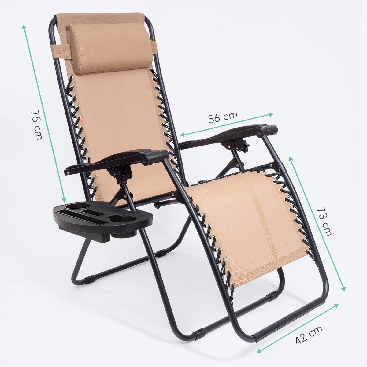 LifeGoods Chaises de jardin pliables - 2 pièces - 30°-90° réglable - métal - beige