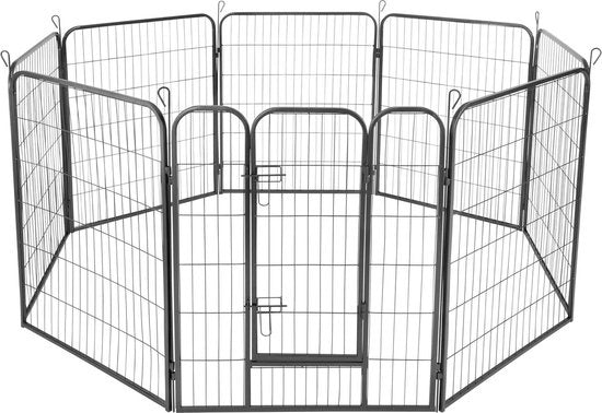 Enclos Pour Chiots/Chien, Tectake, Modulable, Ancrage du sol possible, Gris