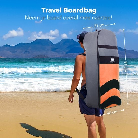LifeGoods - SUP Board & Inflatable Paddle Board - 320x81 cm - Orange PVC - Stable et polyvalent - Kit complet - Poids maximum 135 kg