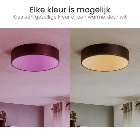 Gologi Smart Ceiling Lamp Black - Plafonniers - LED RGB - Industriel - Plafonnier - Chambre à coucher et salon - Plafonnier noir - 30cm