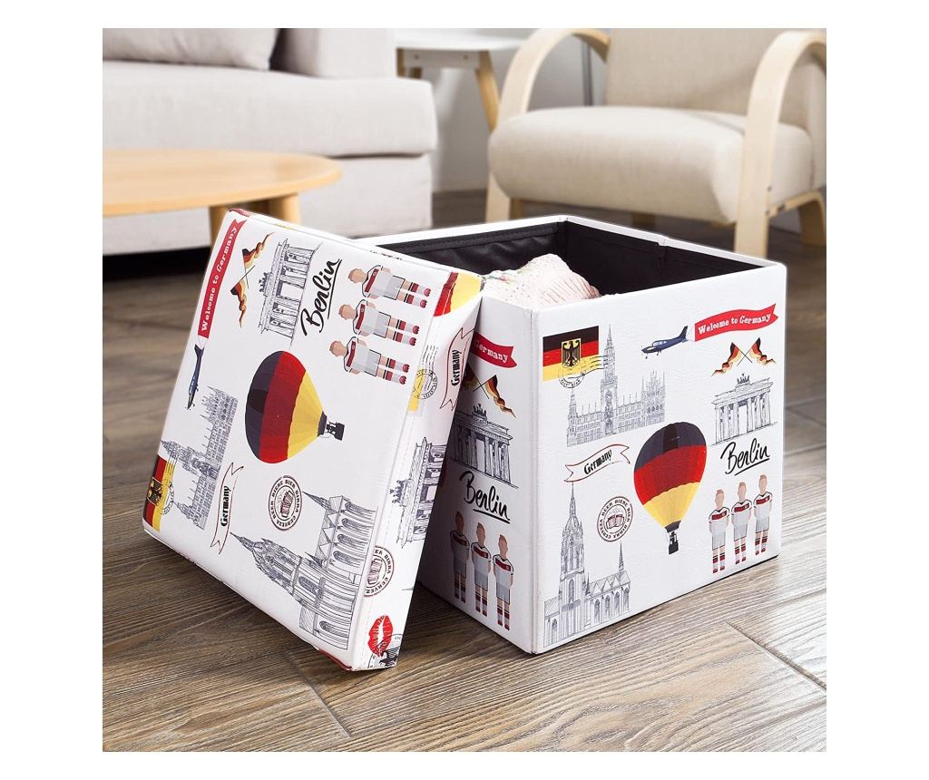 Pouf de rangement SoBuy blanc pour jardin et terrasse - 37 x 35 x 38 cm
