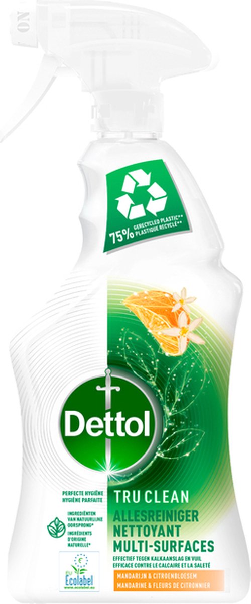 Lot de 6 sprays nettoyants multi-usages Dettol - Tru Clean - Mandarine et fleur de citronnier - 500 ml