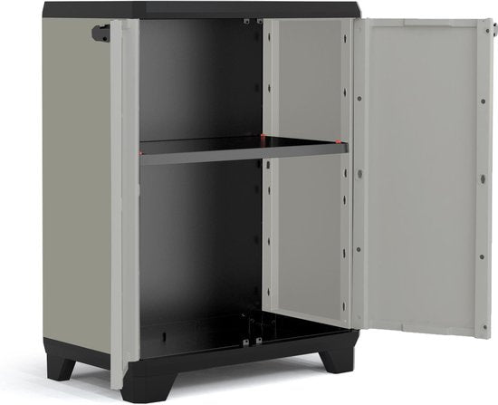 Armoire basse Keter Planet - 1 étagère - 68 x 39 x 90 cm - Gris/Noir