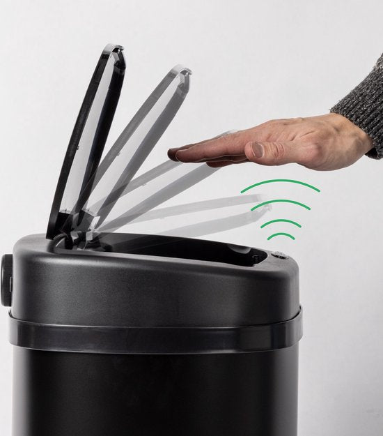 Poubelle à capteur - 50 L - Fermeture en douceur - Sans traces de doigts - Choix hygiénique - Noir