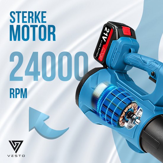 Souffleur de feuilles sans fil Vesto® - Souffleur de feuilles compact et sans fil pour le jardin et l'allée - Léger et puissant - Convient pour les feuilles et les déchets de jardin - Chargeur inclus