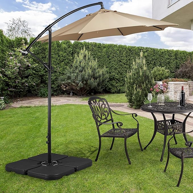 Ensemble de pieds de parasol Yaheetech - 50 x 50 x 7,5 cm - 4 pièces - Lestable - Plastique - Noir