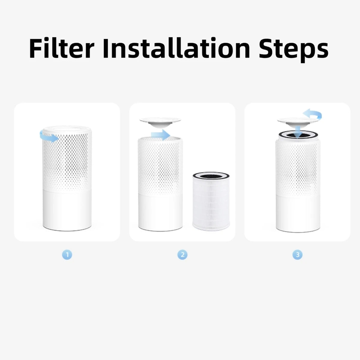Purificateur d'air Homintell Kilo - HEPA H11 et charbon actif - 130 m³/h - 16 m² - 3 vitesses - Capteur PM2,5 - Commande tactile - 195 × 195 × 388 mm