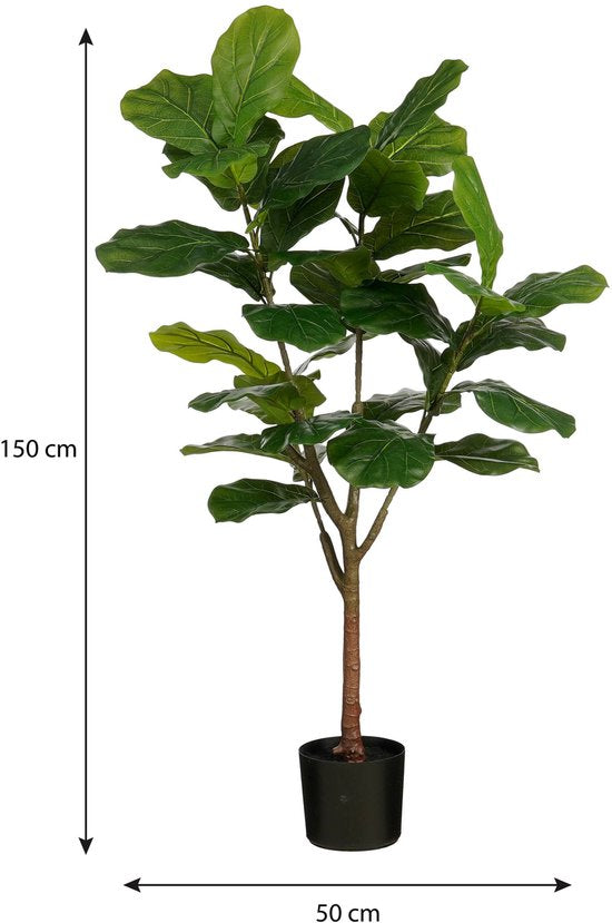Mica Decorations Plante Artificielle Ficus Lyrata en Pot - H150 x Ø50 cm - Vert