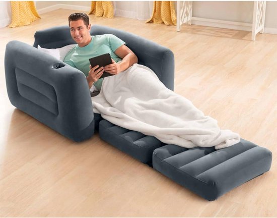 Intex - Pull-Out Inflatable Sleeping Chair - Confortable 2-en-1 Lounge Chair et Lodge Bed