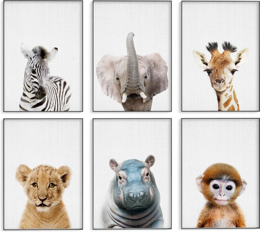 Affiches d'annimaux pour la chambre d'enfant - Generic - 6 Affiches - 21x30 cm - Papier robuste - Safari