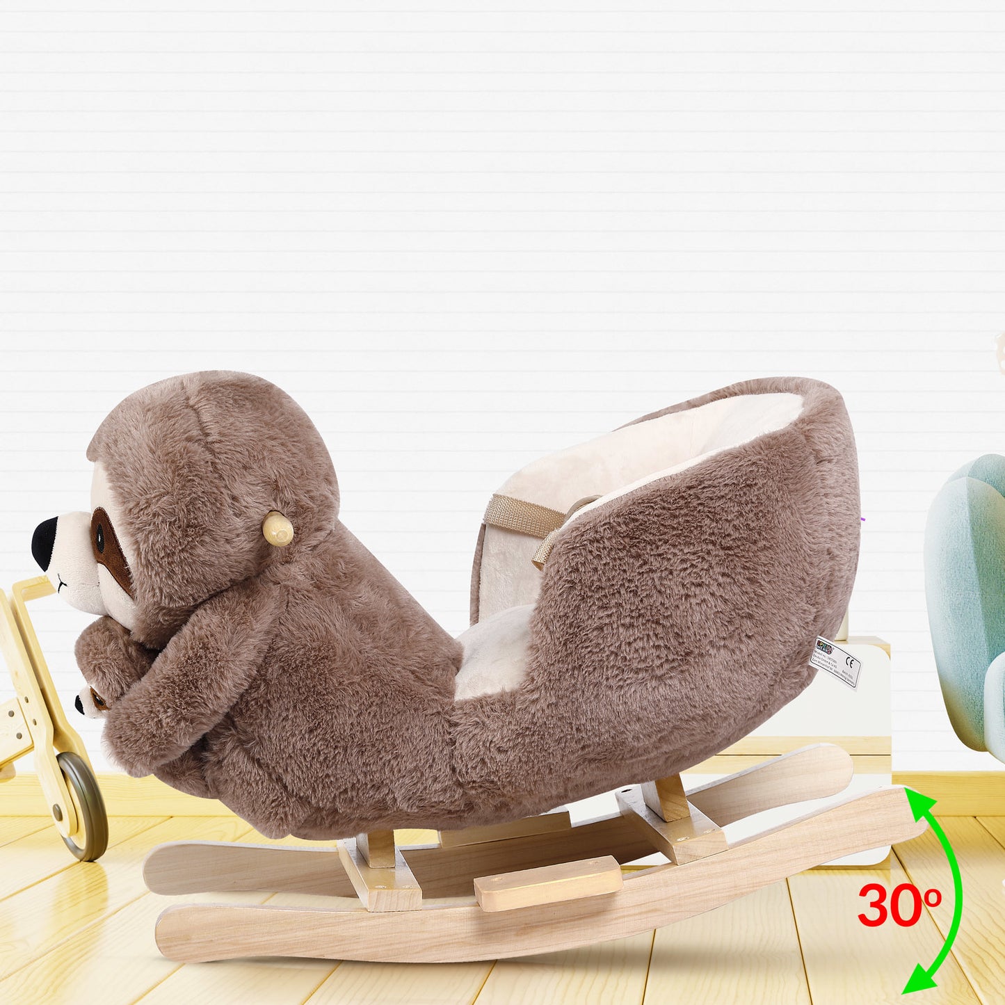 Spielwerk Animal à bascule - Sloth - Marron - Sangle de sécurité incluse