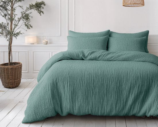 Couette 2 en 1 en mousseline Sleeptime - Couette sans housse, taie d'oreiller incluse - 240 x 200 - Vert