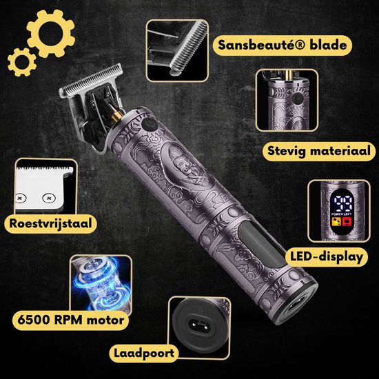 Tondeuse à cheveux professionnelle en T sans fil - Sansbeauté® Buddha Trimmer - Tondeuse à barbe - Tondeuse à cheveux pour hommes - Cheveux - Tondeuse à cheveux - Machine à cheveux pour coiffeurs - Tondeuses à cheveux - Barber Hair Clipper - Hairdresser's