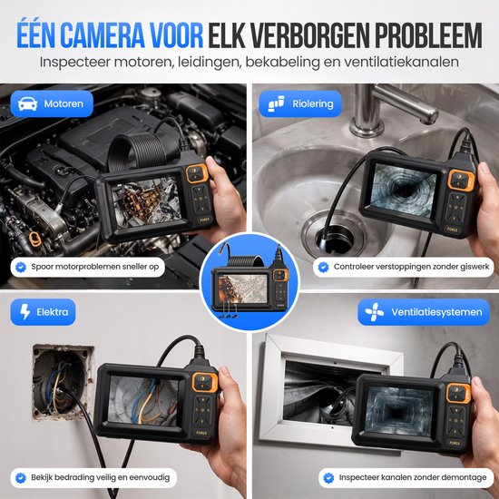 Endoscope Strex avec écran 5M - Caméra d'inspection - Caméra d'égout avec image HD - Étanche IP67 - Éclairage LED réglable