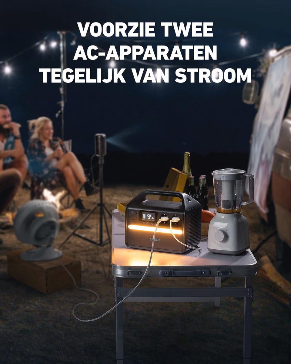 Centrale électrique portable 512Wh - Générateur solaire 500W avec USB-C et 7 sorties - Idéal pour le camping, l'extérieur et les situations d'urgence