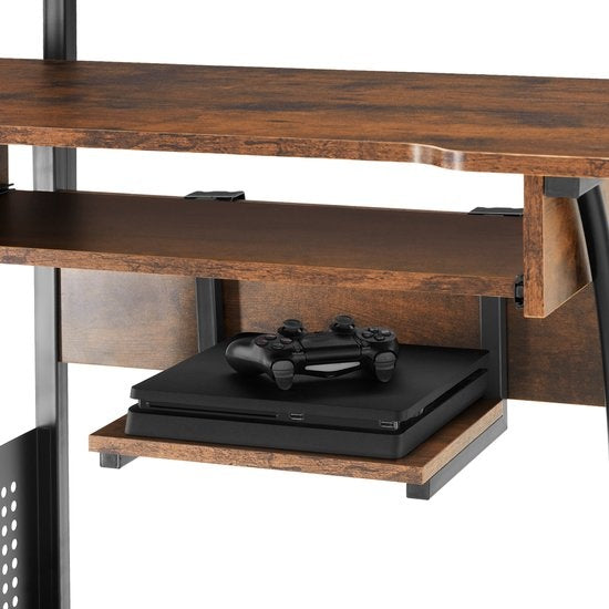 tectake - bureau mobile Fife 80 x 65,5 x 130,5cm - brun foncé industriel - 404726