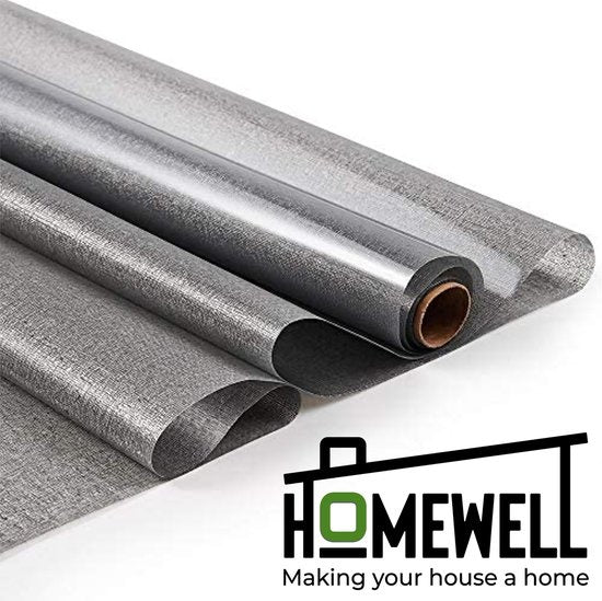 Homewell Film pour fenêtre HR++ 70x300 - Isolation et protection solaire - Anti-vue - Statique - Aspect lin Gris