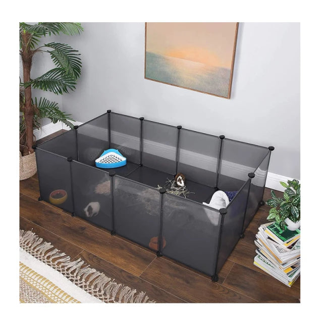 Cage multifonctionnelle pour animaux de compagnie et parc d'entraînement Songmics – 143 x 71 x 47 cm – Gris, avec 20 panneaux
