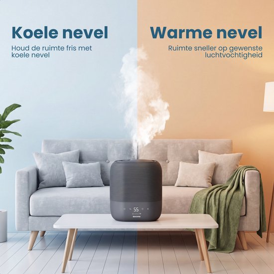 Humidificateur Auronic - 5 L - Convient pour la chambre à coucher, la chambre de bébé, le bureau, le salon et bien plus encore - Humidificateur - Sans BPA - Anthracite