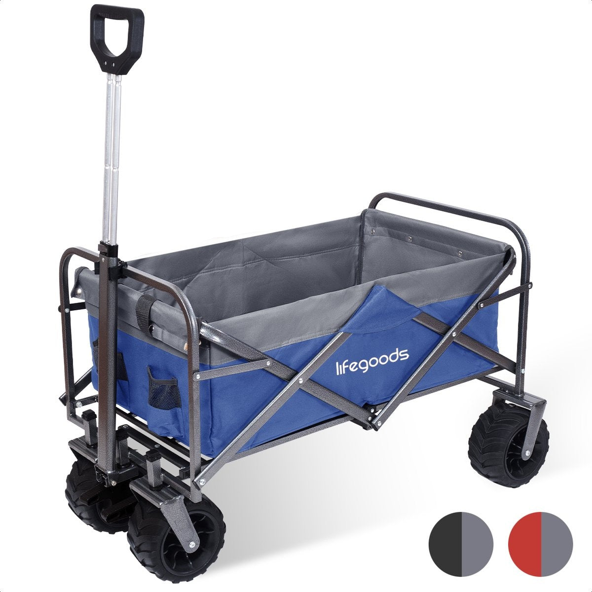 LifeGoods Wagon - pliable - jusqu'à 80KG - 94L - polyester lavable - 98x45cm - bleu/gris
