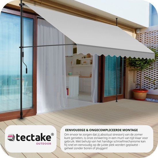 tectake - store à pinces - parasol - store - réglable - store à pinces - parasol balcon - 350 x 180 cm - gris clair - store - 404967