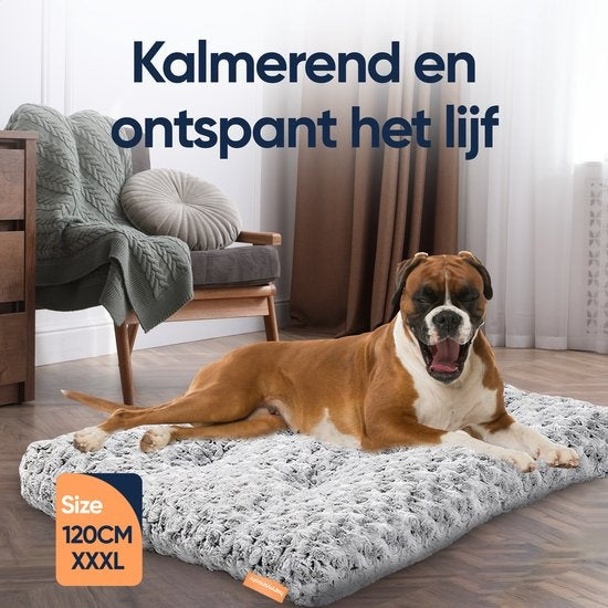 Happysnuts Dog Cushion 90 x 60cm - Lit pour chien - Donut Dog Bed - Fluffy - Grey - Washable