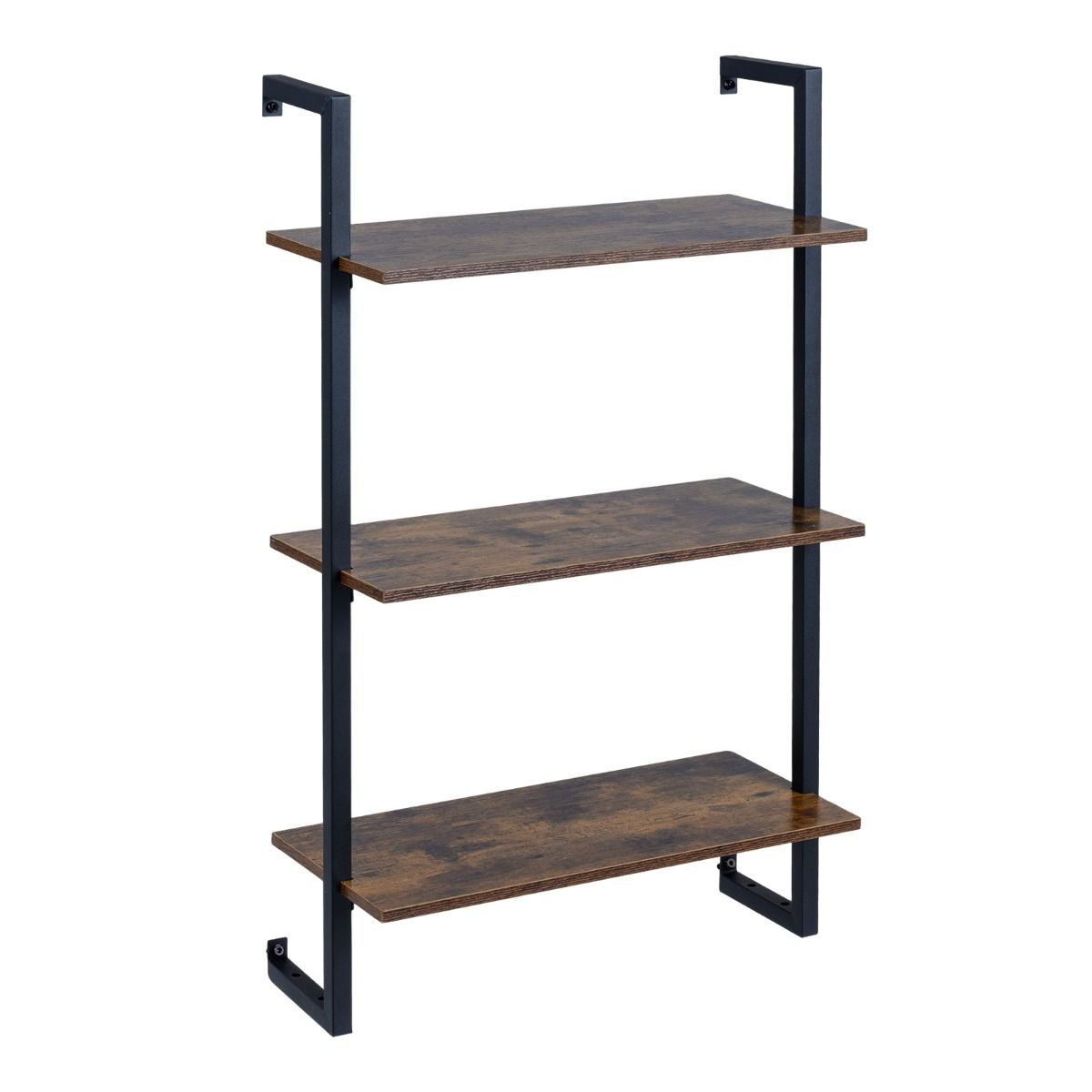 Étagère murale Coast pour cuisine - 3 niveaux - structure métallique - marron - 53 x 23 x 90 cm