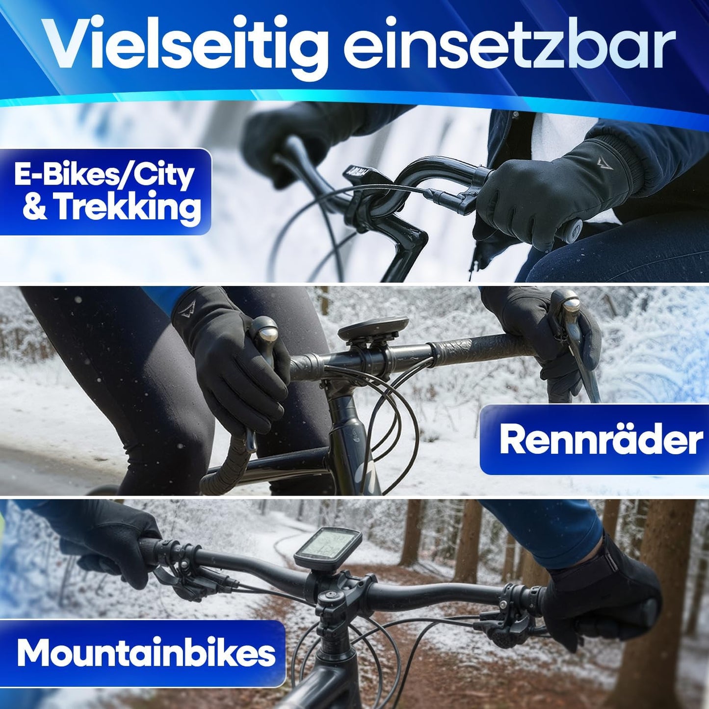 Nextcover® Gants de vélo d'hiver homme et femme avec ThermoShield 2.0 I Gants de vélo d'hiver unisexe dans les tailles S-XXL I Gants de vélo d'hiver chauds et imperméables thermo gants d'hiver imperméables