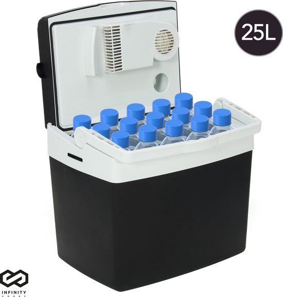 Infinity Goods Glacière électrique - 25L - Glacière - 12V et 230V - Frigobox - Refroidir et chauffer - Noir