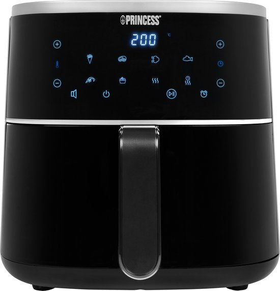 Princess Friteuse à air numérique 182238 - Inclut une grille réglable en hauteur - Grande capacité 4 litres - Noire - Écran tactile numérique - 8 programmes automatiques