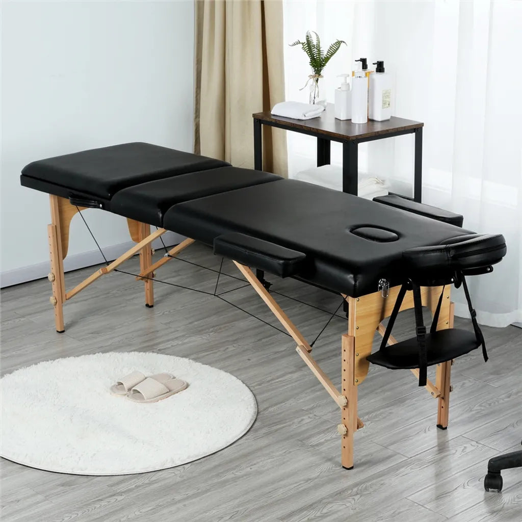 Table de massage Yaheetech à 3 zones 213 x 80 cm - Noir - Table de soins pliable pouvant supporter jusqu'à 250 kg